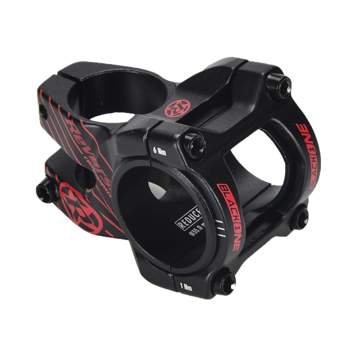 Attacco manubrio REVERSE COMPONENTS BLACK ONE D-2 nero/rosso — vista principale su sfondo bianco