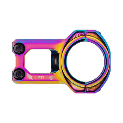 Attacco manubrio TITLE ST1 Oil Slick — vista laterale su sfondo bianco