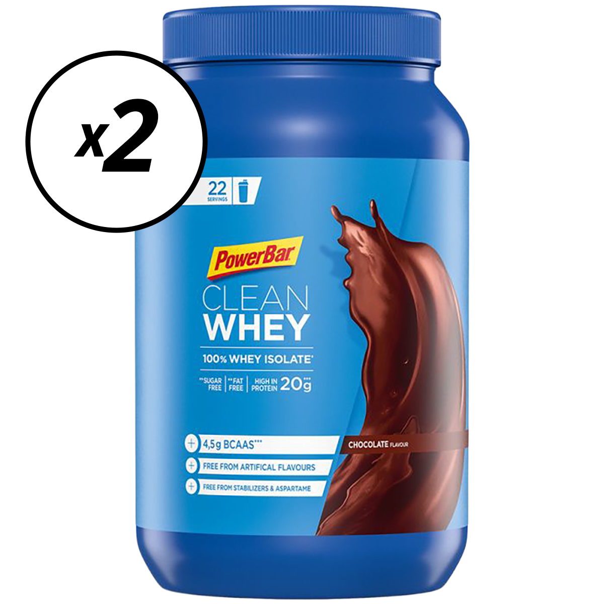 Confezione da 2 POWERBAR CLEAN WHEY 100% Isolate Protein Drinks (570g) Chocolate Short Shelf Life