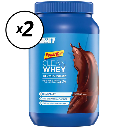 Confezione da 2 POWERBAR CLEAN WHEY 100% Isolate Protein Drinks (570g) Chocolate Short Shelf Life