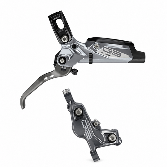 Freno SRAM G2 Ultimate A1 grigio — leva e pinza su sfondo bianco