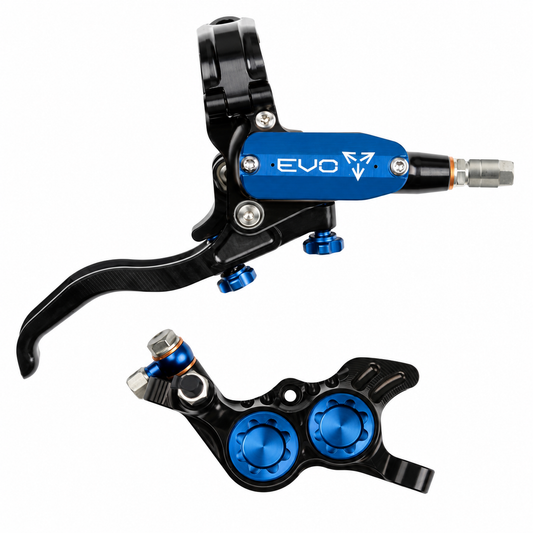 Freno HOPE TECH 4 EVO GR4 nero/blu — leva e pinza su sfondo bianco