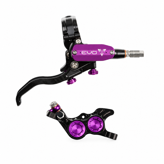 Freno HOPE TECH 4 EVO GR4 nero/viola — leva e pinza su sfondo bianco