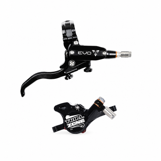 Freno HOPE TECH 4 EVO TRIAL ZONE N9 nero — leva e pinza su sfondo bianco