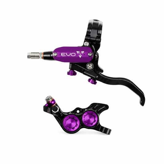 Freno HOPE TECH 4 EVO GR4 nero/viola — leva e pinza su sfondo bianco