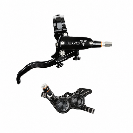 Freno HOPE TECH 4 EVO GR4 nero/nero — leva e pinza su sfondo bianco