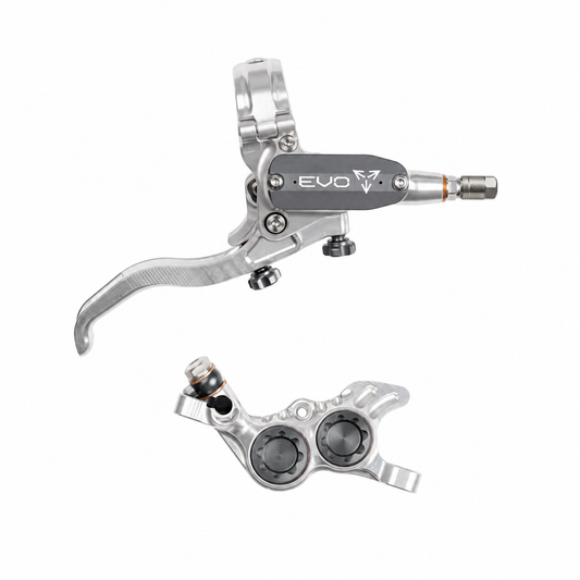 Freno HOPE TECH 4 EVO GR4 argento/fumé — leva e pinza su sfondo bianco