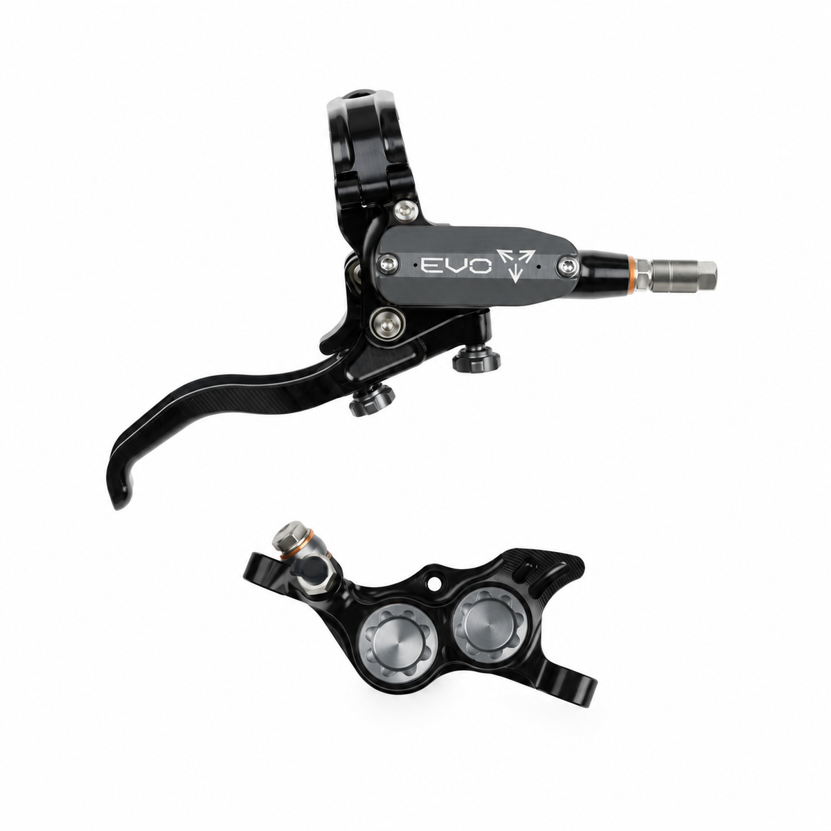 Freno HOPE TECH 4 EVO TR4 nero/fumé — leva e pinza su sfondo bianco