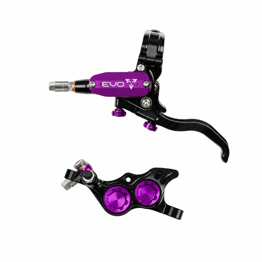Freno HOPE TECH 4 EVO TR4 nero/viola — leva e pinza su sfondo bianco