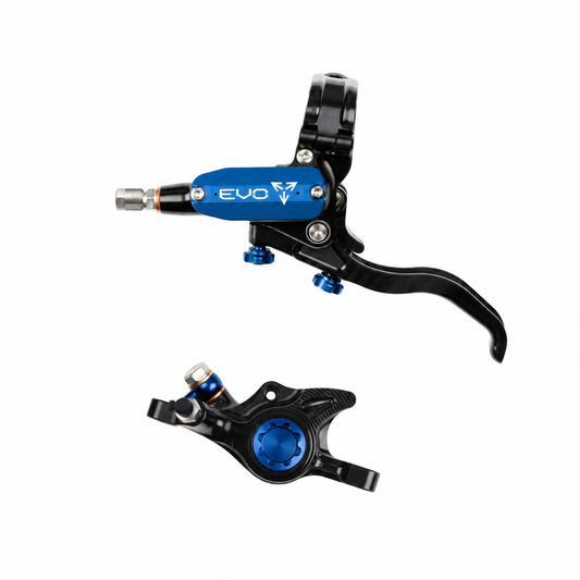 Freno HOPE TECH 4 EVO X2 PM nero/blu — leva e pinza su sfondo bianco