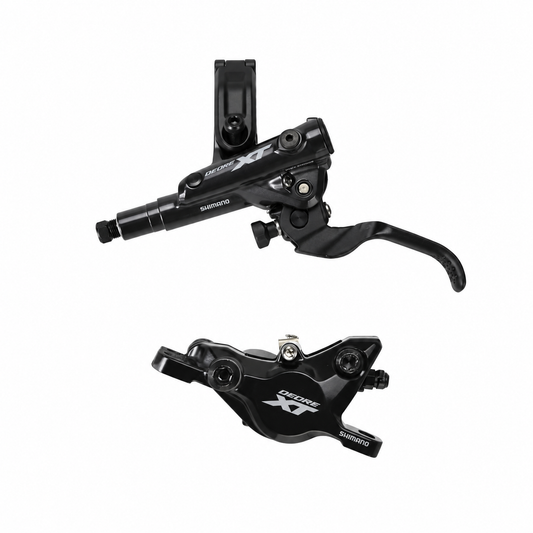Freno SHIMANO XT M8100 J-KIT — leva e pinza su sfondo bianco
