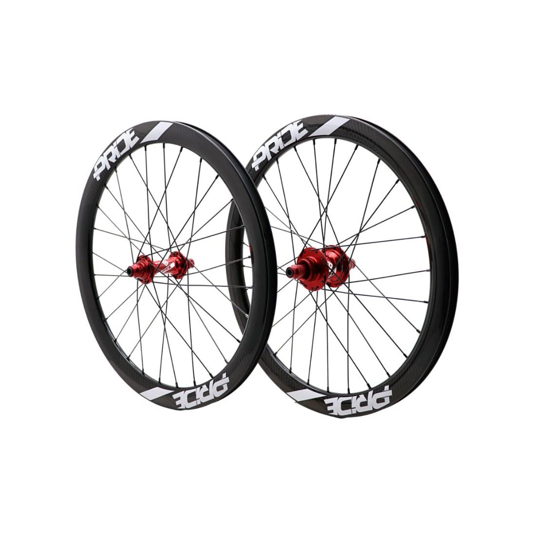 Coppia di Ruote PRIDE 20" (451mm) Carbonio Gravity Gloss Disc Pride Control V1 Assi 10/10mm Rosso