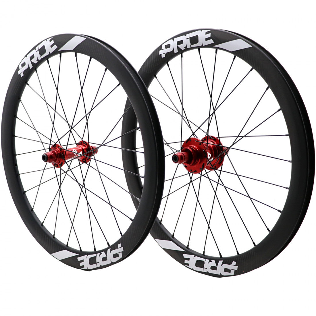Coppia di Ruote PRIDE 20" (451mm) Carbonio Gravity Matt Disc Pride Control V1 Assi 10/10mm Rosso