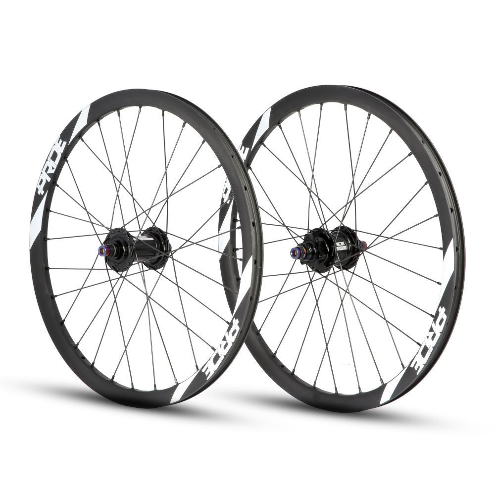 Coppia di Ruote PRIDE 20" (451mm) Carbonio Wave Matt White Fusion Disc Assi 10/10mm Nero/Bianco