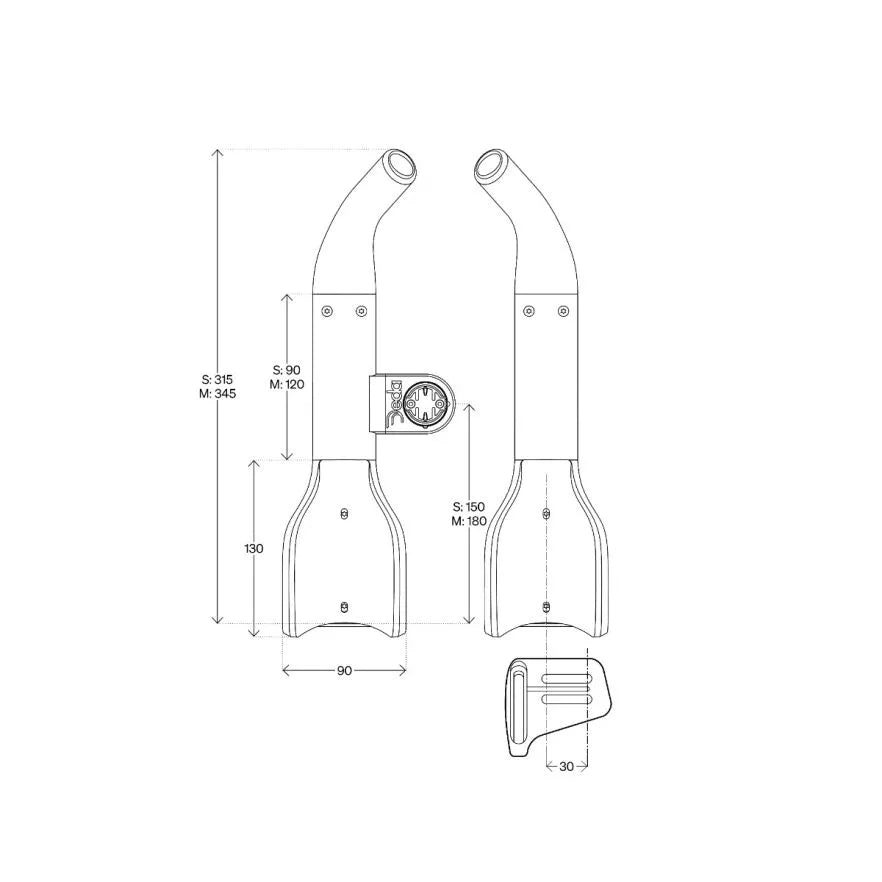 DEDA JET2 HYDRO Prolunghe manubrio Alu 315mm Taglia S per Sram Blips