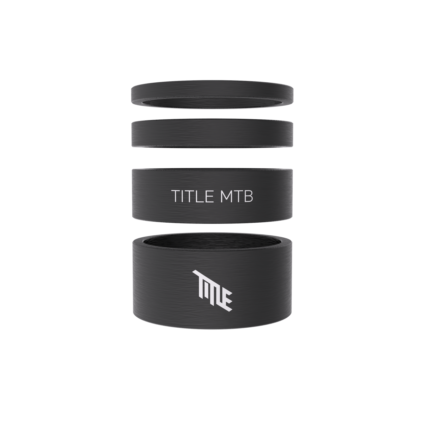 Kit di distanziali sterzo Title in carbonio UD opaco, 3, 5, 10 e 15 mm, impilati