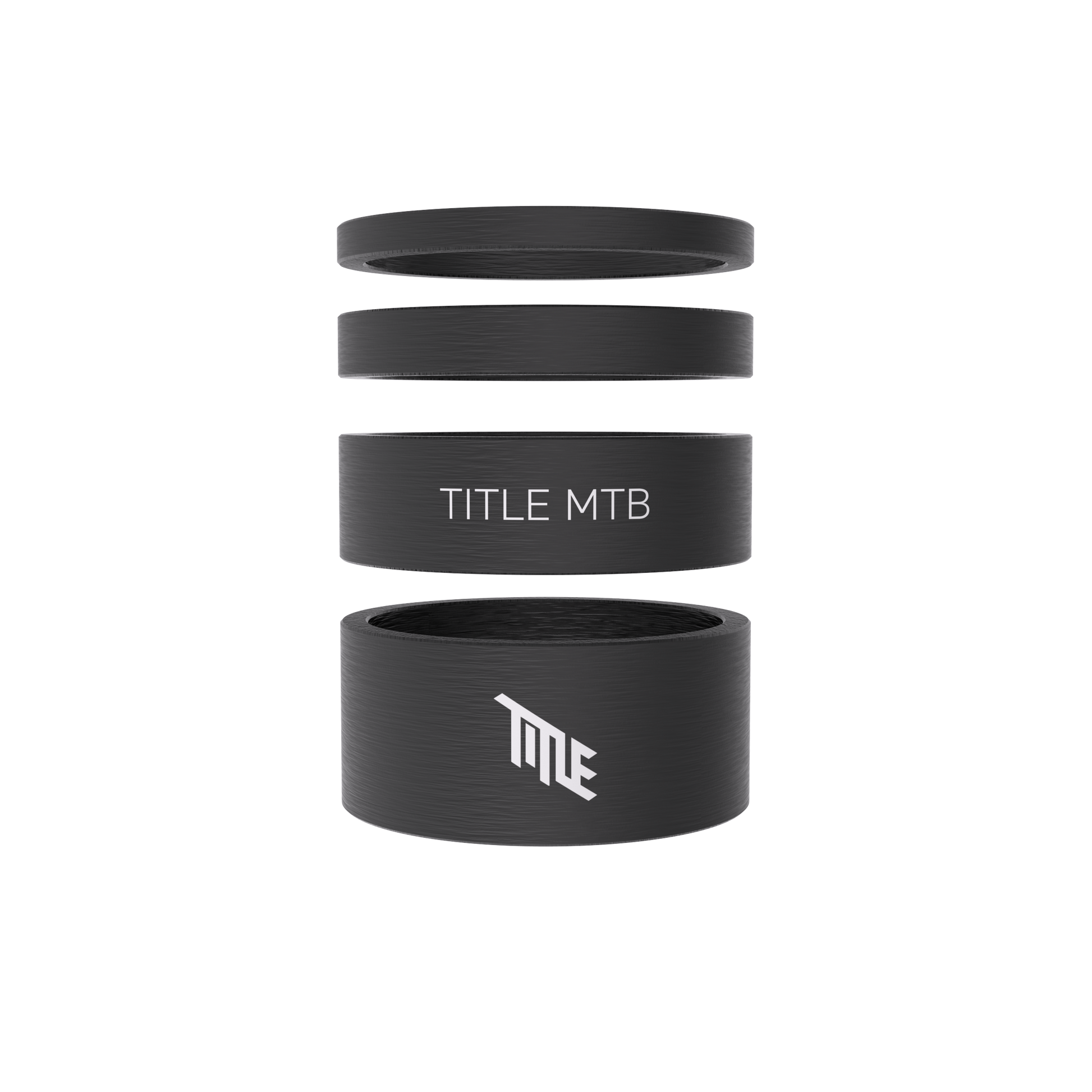 Kit di distanziali sterzo Title in carbonio UD opaco, 3, 5, 10 e 15 mm, impilati
