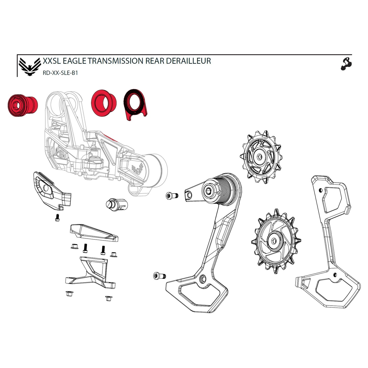 Kit viti di fissaggio per deragliatore SRAM XX-SL T-TYPE EAGLE AXS