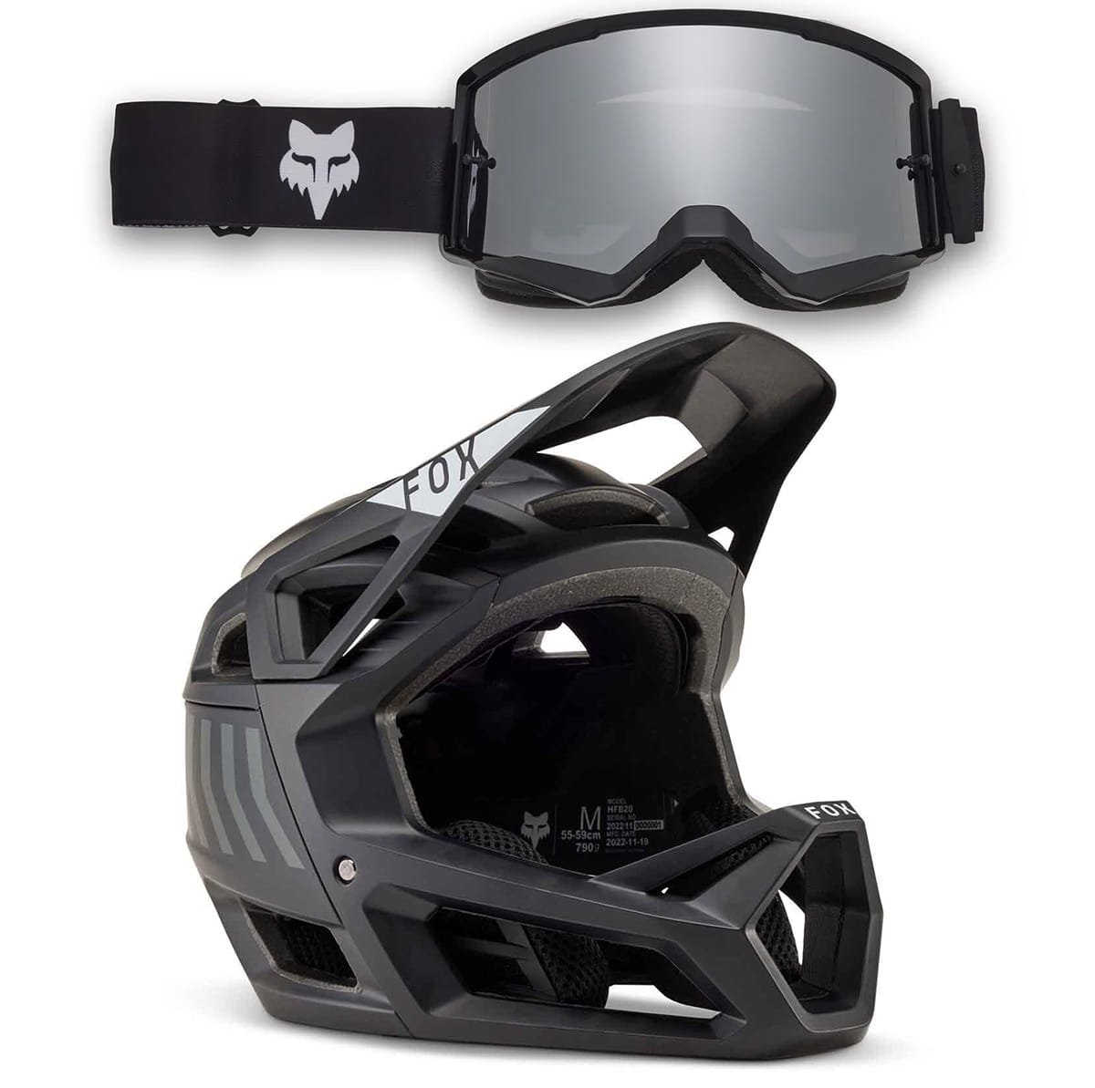 FOX Combo: Casco MTB PROFRAME NACE Nero + Maschera FOX MAIN CORE SPARK Nero