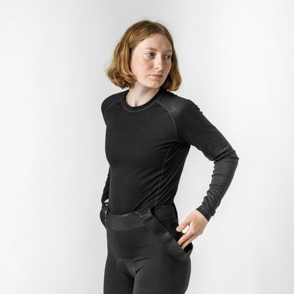 Maglia intima a maniche lunghe da donna GRIPGRAB MERINO BLEND THERMAL nera